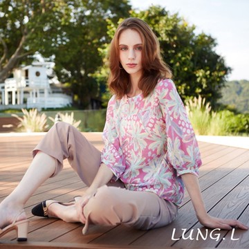 LUNG.L林佳樺 粉色造型口袋直筒女裝褲LQ99E15