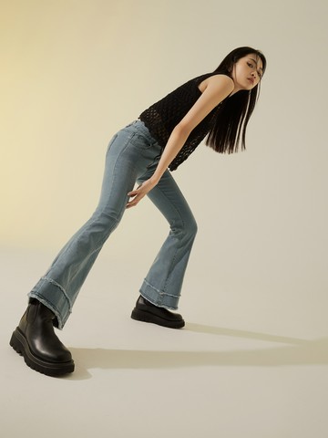 視覺細-5KG．牛仔喇叭顯瘦褲(一般/加長)