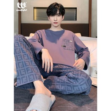 2025年新款睡衣男春秋款純棉長袖大學生全棉冬可外穿家居服套裝