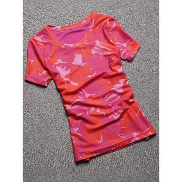 短袖t恤女圓領印花網紗打底衫漂亮洋氣小衫時尚百搭體恤花色上衣