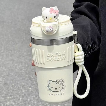 YOG-保溫杯2025新款女士高顏值帶吸管學生水杯辦公室咖啡杯不鏽鋼
