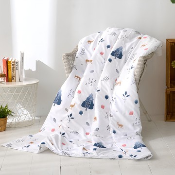 J-bedtime 床寢時光 舒柔棉四季被 涼被 180 x 150cm 台灣製  森林雪鹿 白色