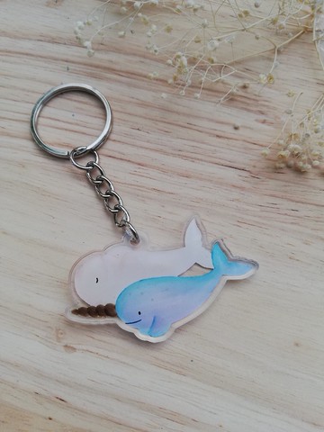 白鯨與獨角鯨壓克力鑰匙圈