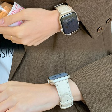 Apple Watch荔枝紋真皮錶帶 女士錶帶 透氣錶帶S8 S6 S7 SE 41mm 40mm 44mm