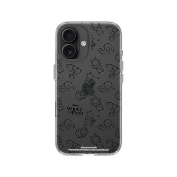 iPhone 16 Clear Case（相機按鈕） 透明 - 迪士尼-小熊維尼 Disney Winnie The Pooh - 線條圖案