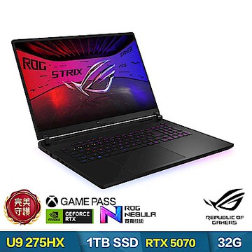 ASUS G814PP 18吋2.5K電競筆電 (AMD Ryzen9 8940HX/GeForce RTX 5070 8G/16B/1TB SSD/幻潮黑/ROG Strix G18)