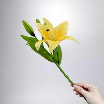 法式花仙女Lily香水百合奶油黃仿真花花材(1入組)