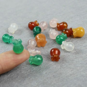 9*10mm岫玉金絲玉粉白玉鈴蘭花吊墜 DIY耳環發簪手工飾品配件鈴鐺