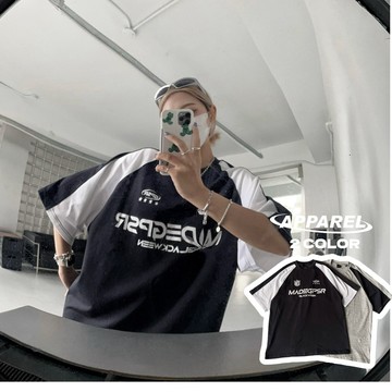 【APPAREL】64盾牌配色拼接賽車風短T 賽車風 賽車短T