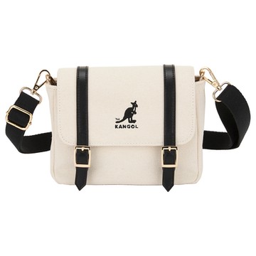 KANGOL 帆布配皮側背包 黑-6425170220
