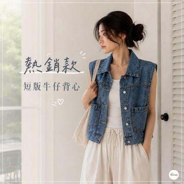 Waroom|熱銷牛仔 馬甲百搭牛仔單寧背心 必買超好看韓版寬鬆復古短版牛仔背心 翻領背心 牛仔外套 3109