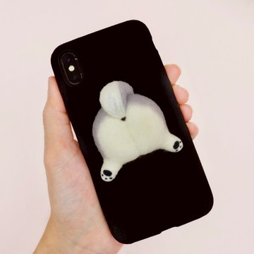 哈士奇犬屁屁羊毛氈手機殼 狗狗屁屁手機套 生日禮物