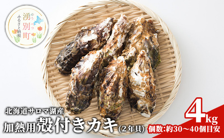  北海道 サロマ湖産 加熱用 殻付き牡蠣貝（2年貝）4kg カキ 牡蠣