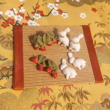 白兔草莓季手作耳飾耳環客製