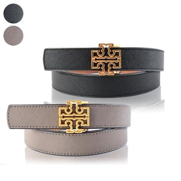 TORY BURCH 金屬鏤空LOGO防刮雙面用窄版皮帶-(新款任選)