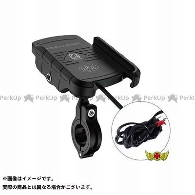 正規品／マッドマックス 汎用 バイク用スマートフォンホルダー 防水 ワイヤレス充電タイプ ブラック MADMAX バイク