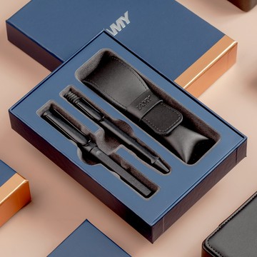 【LAMY】 雙入筆套禮盒 (鋼珠筆+原子筆) /  Safari 狩獵者系列 -  極黑 - 官方直營旗艦館