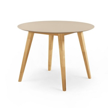 艾伯106CM大圓桌｜白色餐桌・實木原木腳設計 TBB014