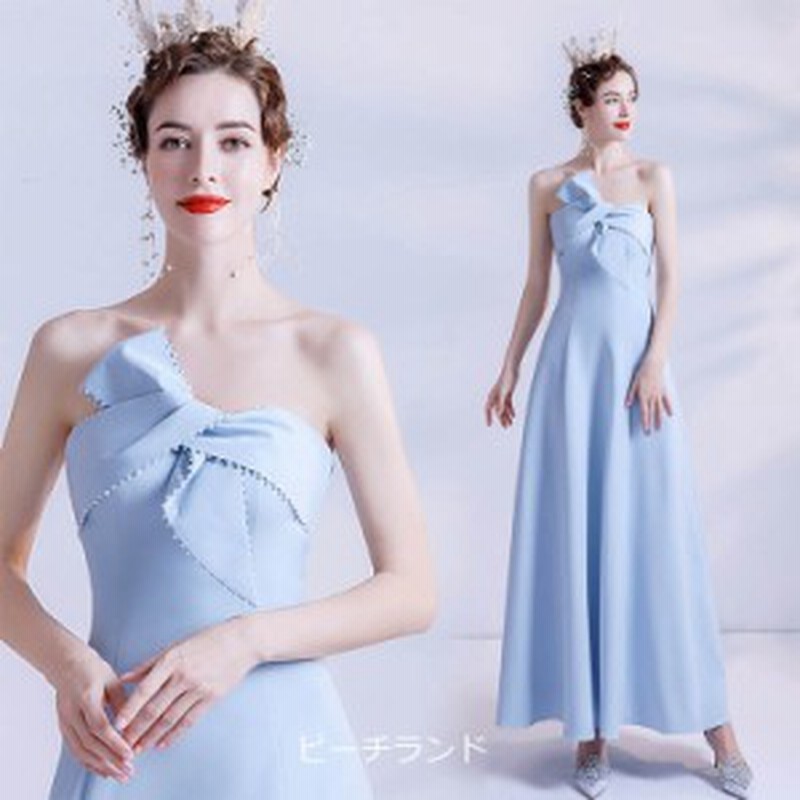 イブニングドレス ブルー 水色 ロングドレス ノースリーブ ビスチェドレス リボン パール エレガント オシャレ パーティードレス 発表会 通販 Lineポイント最大1 0 Get Lineショッピング