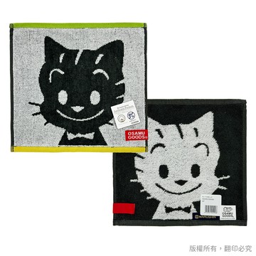 日本丸真 OSAMU GOODS 灰階風格純棉小方巾 貓_廠商直送