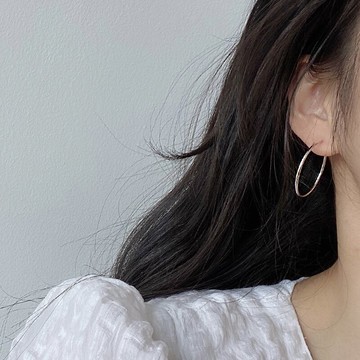 925純銀耳環女大圈耳飾年新款潮小眾設計感素圈秋冬圓圈耳圈