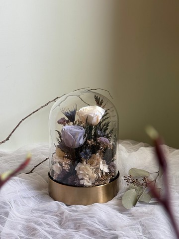 【鐘罩系列—靜域之花】情人節 永生花 花禮 乾燥花禮 母親節