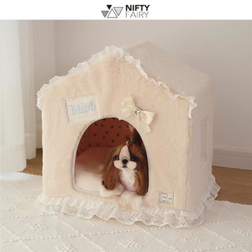 米南寵物房子秋冬保暖絨毛帳篷狗窩貓窩擋風可拆洗小型犬馬爾濟斯