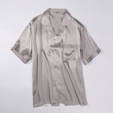 19/22姆米100%桑蠶絲家居服真絲上衣夏季睡衣男短長袖絲綢睡衣