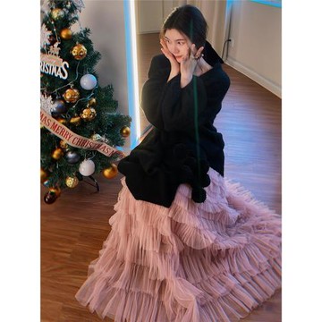 yanyan浪漫千金層層網紗百搭蛋糕裙顯瘦仙女大擺裙長裙半身裙四季