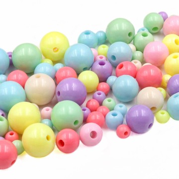 6-14mm馬卡龍彩色散珠diy手工串珠實色珠子整斤塑料珠圓珠