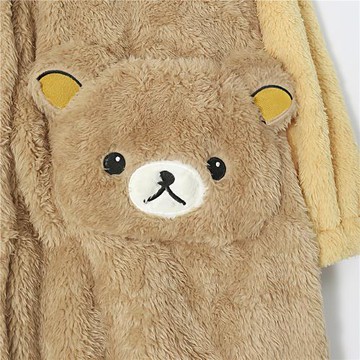 輕松熊珊瑚絨情侶睡衣女秋冬款加絨加厚冬季天睡袍男生可愛家居服