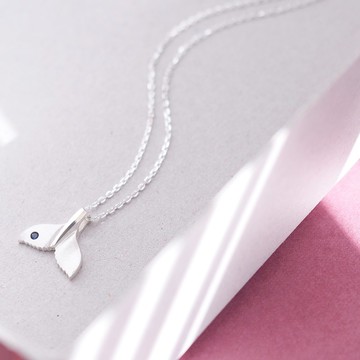 藍寶石鯨魚尾項鍊925銀