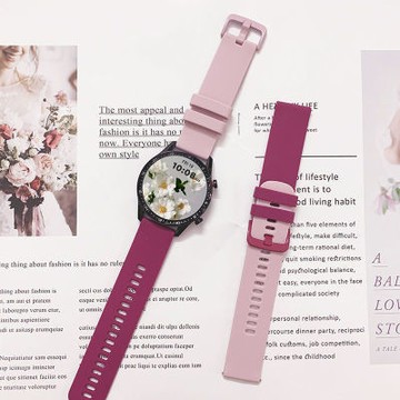 適用  三星watch7 6 5 4手錶帶 watch4/5/6/7 格紋硅膠active柔軟 S3透氣 22mm錶帶