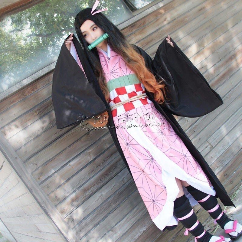 鬼滅の刃 風 竈門 禰豆子 コスプレ衣装 着物 ウィッグ 靴 cosplay