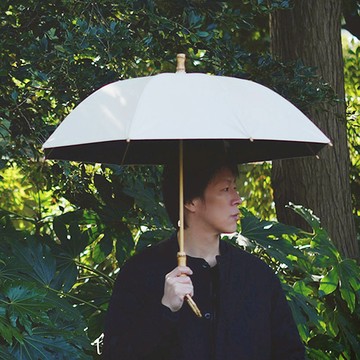 復古竹柄8骨晴雨兩用長柄傘-多色可選 黑