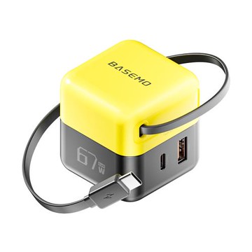 倍魔 67W氮化鎵充電器 自帶線充電頭 自帶線豆腐頭 A+C口快速充電器 PD充電頭