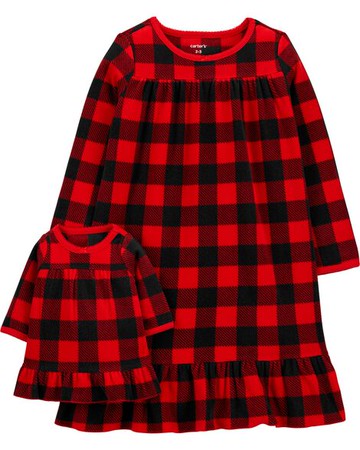 Kid Buffalo Check Matching Nightgown & Doll Nightgown Set