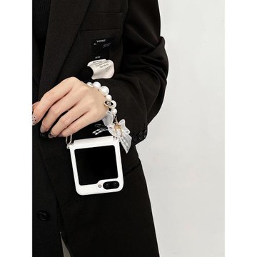 適用三星ZFlip6手機殼折疊屏w24flip新款zflip5全包優質白色皮紋保護套小香風手提高級超薄小眾奢華創意外殼