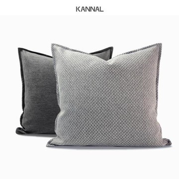 『四季·冬』日式雙面用深淺灰色棉麻靠包北歐抱枕沙發靠枕售樓處