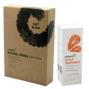 娜禾蜜 草本增色護髮粉｜自然黑x1+頭皮調理精華液x1