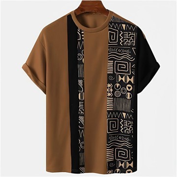 【夏季新品 寬鬆大碼 短袖上衣 短袖T恤 潮流百搭 T恤】部落民族風格T恤3D印花男女款O領休閑T恤原宿短袖T恤上衣港風