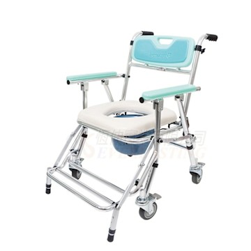 【便盆椅】恆伸醫療 鋁合金前傾便盆椅‧四輪附煞車‧可放馬桶上‧可調高度‧防前傾設計‧可收合‧便利推移‧長照補助‧附骨盆帶