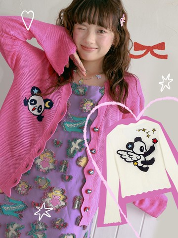 小熊貓薄款針織開衫可愛夏季防曬上衣