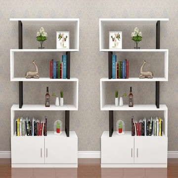 4書架置物架簡易多功能格子櫃靠牆儲物櫃書櫃自由組合客廳小櫃子