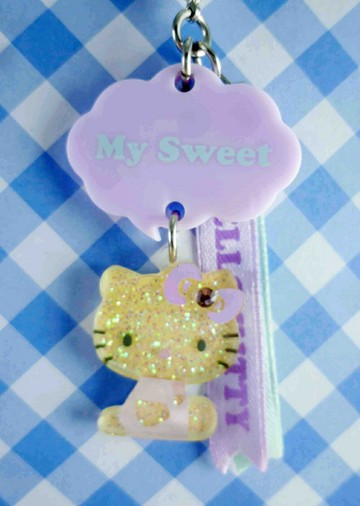 【震撼精品百貨】Hello Kitty 凱蒂貓 手機吊飾-側坐紫sweet 震撼日式精品百貨