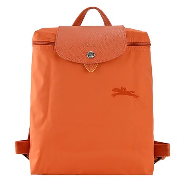 LONGCHAMP LE PLIAGE GREEN系列刺繡再生尼龍摺疊後背包（胡蘿蔔橘）_廠商直送