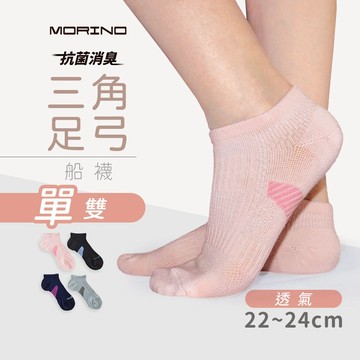 【MORINO】MIT抗菌消臭三角足弓透氣船襪 M22~24cm MO31102-1 女襪 運動襪 船型襪 踝襪