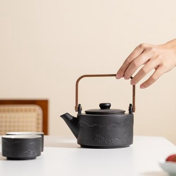 瓷鄰 觀山海茶壺陶瓷防燙家用茶具過濾單壺大容量沖泡茶壺提梁壺