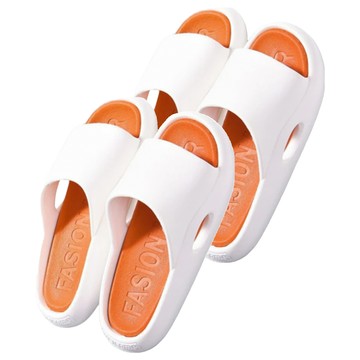 FASION 軟Q素色拖鞋 防滑耐磨 柔軟舒適 PVC材質  42~43  白橙色  2雙