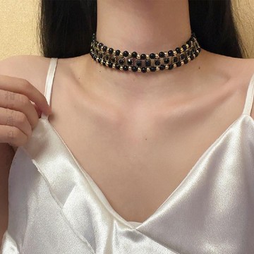 🔥3件7折🍊台北出貨🍊可開發票 甜酷輕奢小衆設計choker復古個性黑巴洛克風鋯石項圈高級感項鍊
